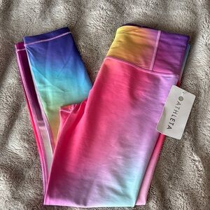 Athleta Ombre Rainbow Leggings - Pink Blue Purple Yellow,